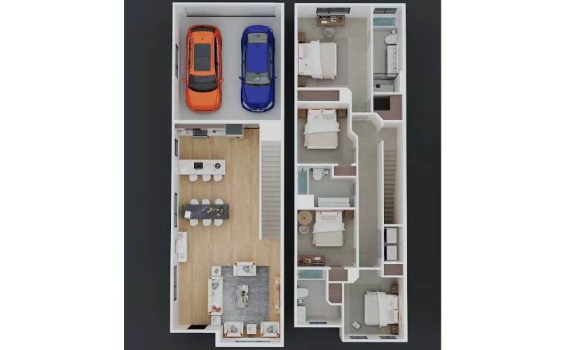 Northcrest (4201) - 4 bedroom floorplan layout with 3.5 bathrooms and 1761 square feet