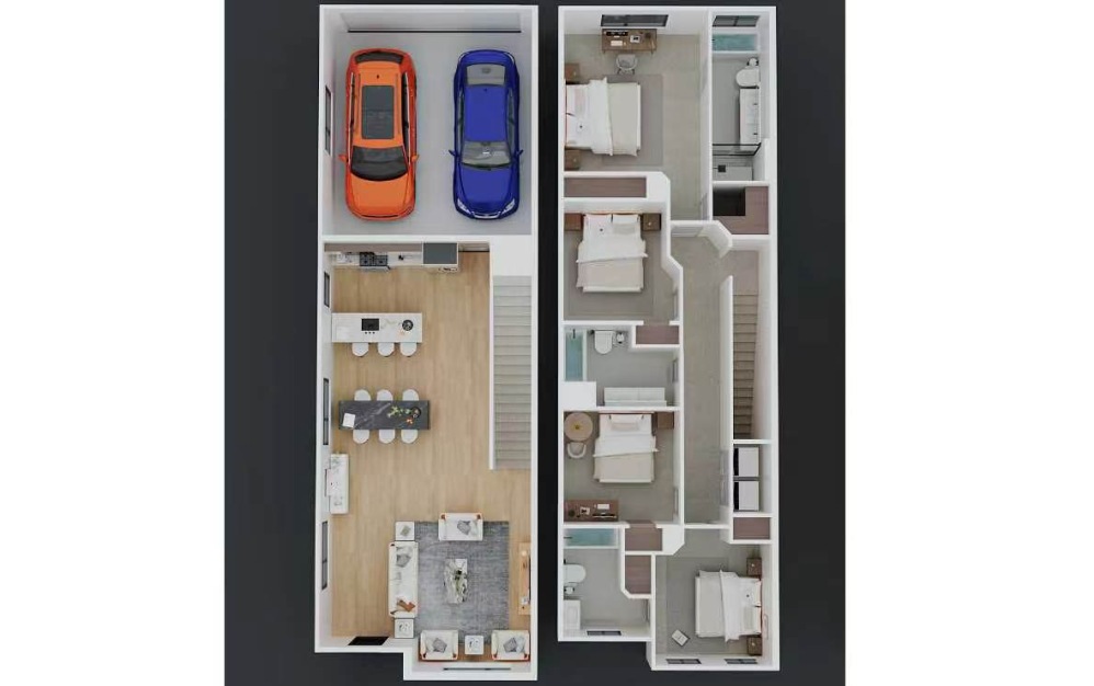 Northcrest (4201) - 4 bedroom floorplan layout with 3.5 bathrooms and 1761 square feet