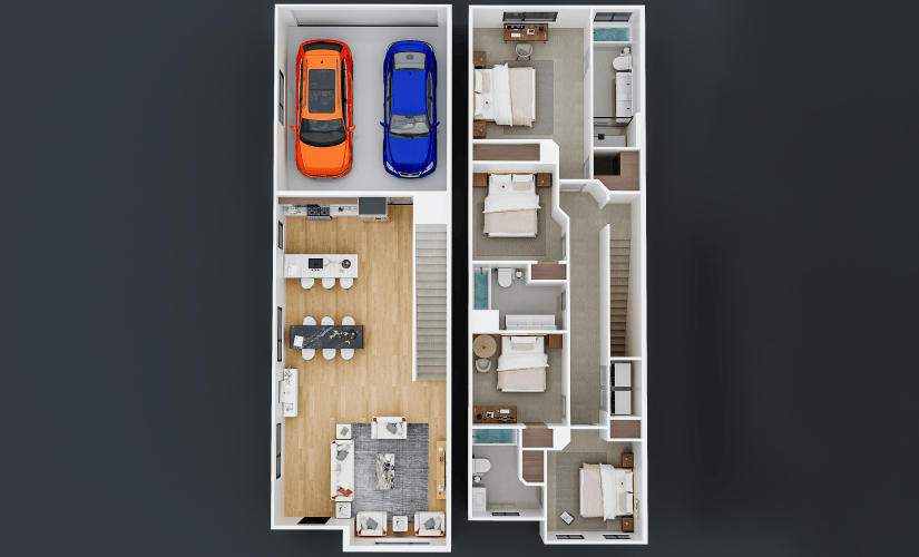 Northcrest (4201) - 4 bedroom floorplan layout with 3.5 bathrooms and 1761 square feet