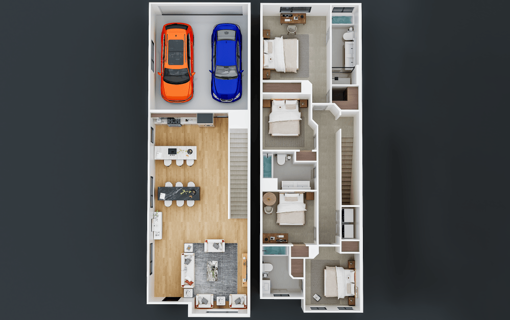 Northcrest (4201) - 4 bedroom floorplan layout with 3.5 bathrooms and 1761 square feet