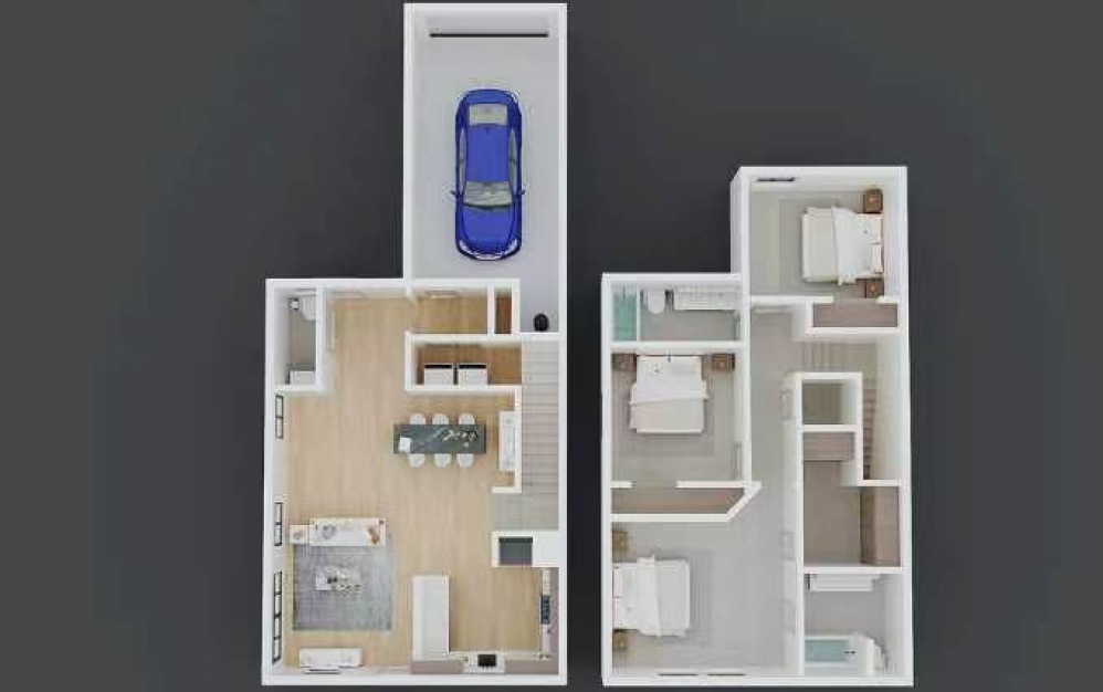Bayridge (AU1550) - 3 bedroom floorplan layout with 2.5 bathrooms and 1650 square feet