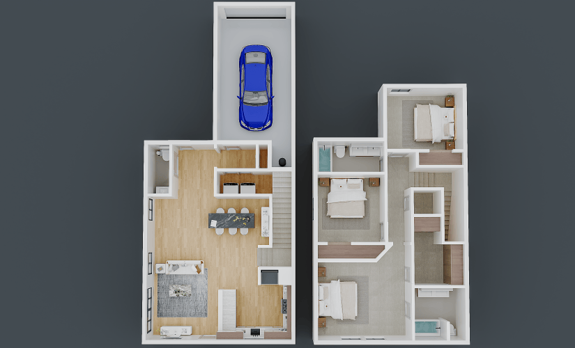 Bayridge (AU1550) - 3 bedroom floorplan layout with 2.5 bathrooms and 1650 square feet