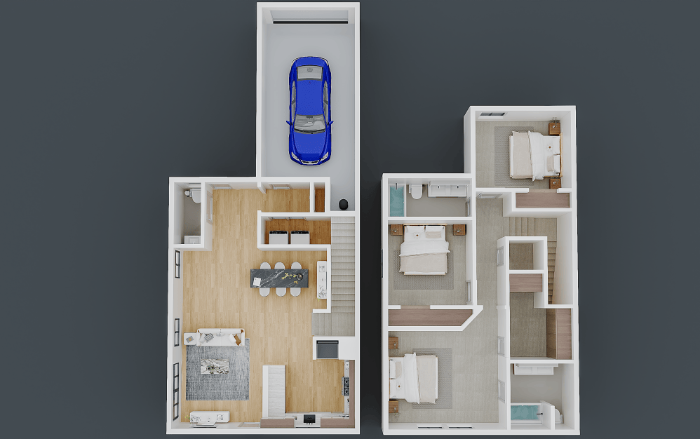 Bayridge (AU1550) - 3 bedroom floorplan layout with 2.5 bathrooms and 1650 square feet