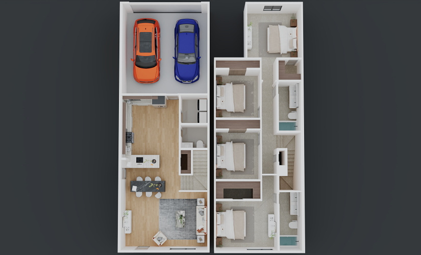 Goodwin (AU1620) - 4 bedroom floorplan layout with 2.5 bathrooms and 1620 square feet