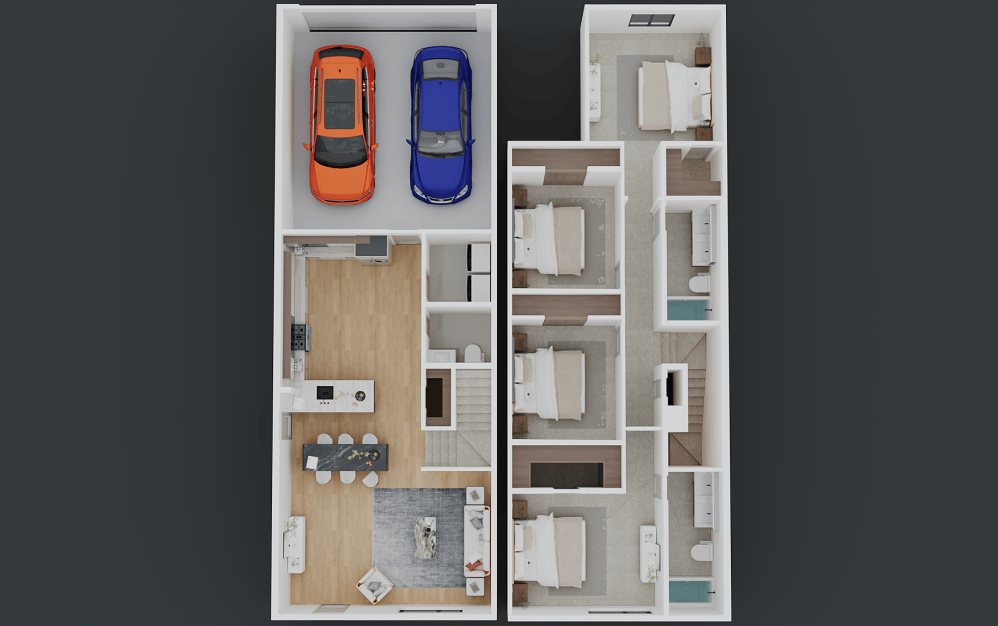 Goodwin (AU1620) - 4 bedroom floorplan layout with 2.5 bathrooms and 1620 square feet