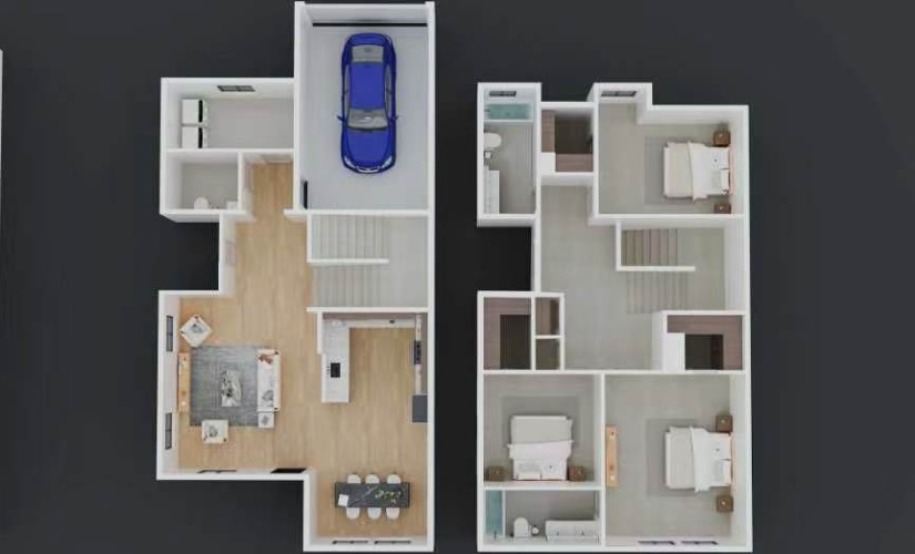 Baycrest (AU1650) - 3 bedroom floorplan layout with 2.5 bathrooms and 1650 square feet