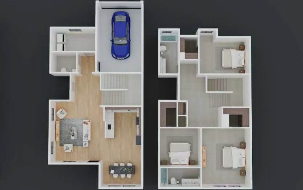 Baycrest (AU1650) - 3 bedroom floorplan layout with 2.5 bathrooms and 1650 square feet