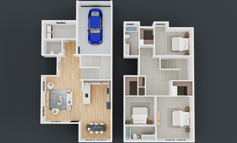 Baycrest (AU1650) - 3 bedroom floorplan layout with 2.5 bathrooms and 1650 square feet