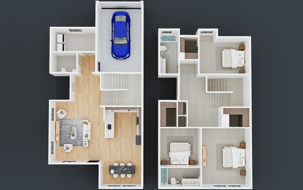 Baycrest (AU1650) - 3 bedroom floorplan layout with 2.5 bathrooms and 1650 square feet