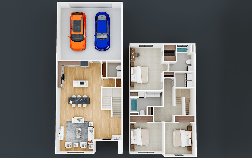 Goodstone (AU1679) - 3 bedroom floorplan layout with 2.5 bathrooms and 1677 - 1679 square feet