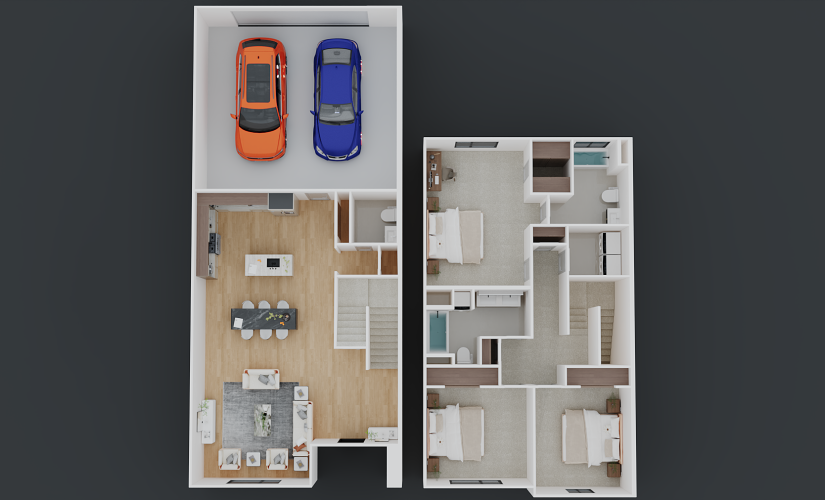 Goodstone (AU1679) - 3 bedroom floorplan layout with 2.5 bathrooms and 1677 - 1679 square feet