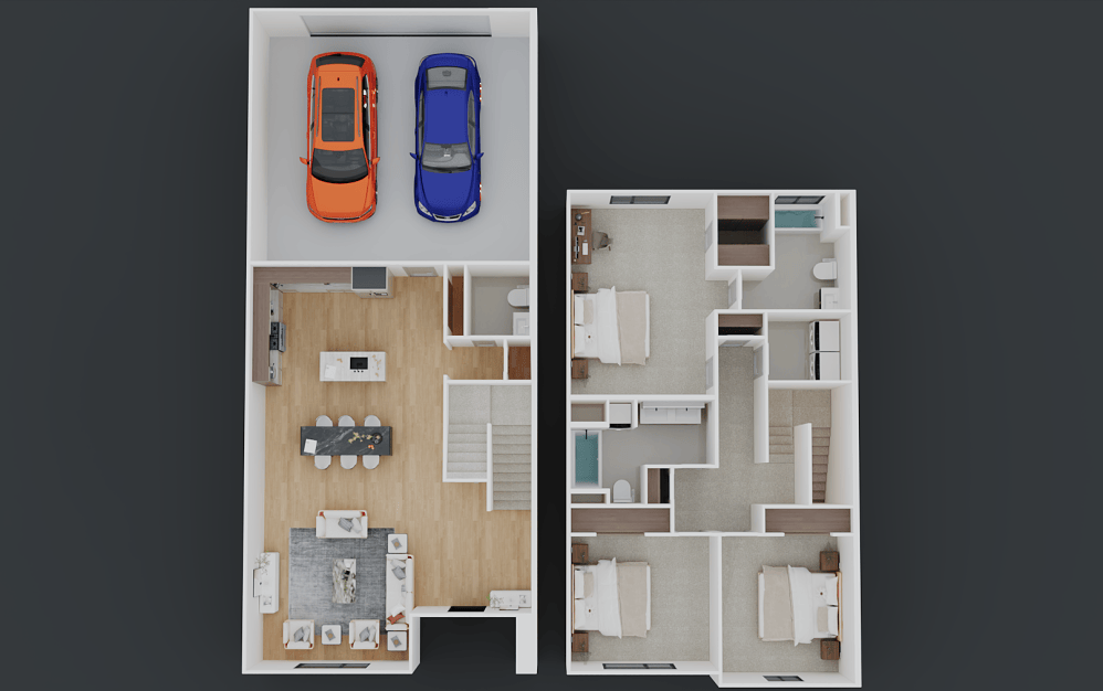 Goodstone (AU1679) - 3 bedroom floorplan layout with 2.5 bathrooms and 1677 - 1679 square feet