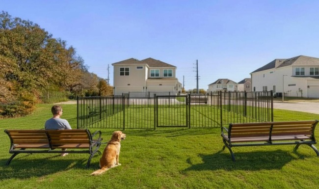 a person sitting on a bench next to a dog